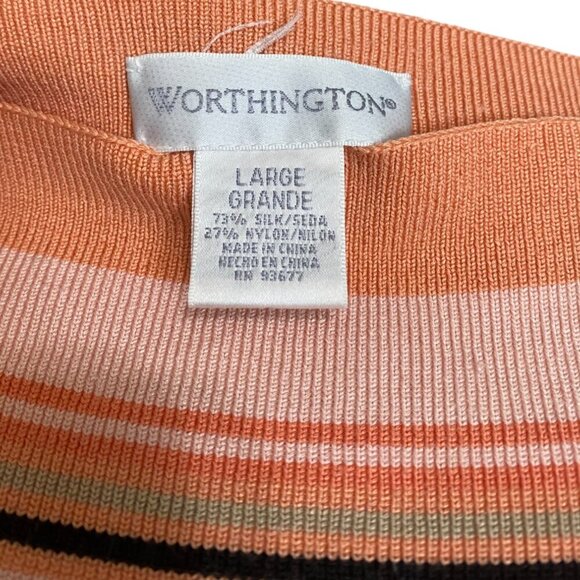 Worthington Striped Silk Knit Sleeveless Top L - Picture 4 of 4